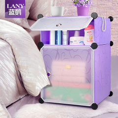 蓝鹦创意简易床头柜小现代塑料置物柜简约折叠塑料收纳柜儿童