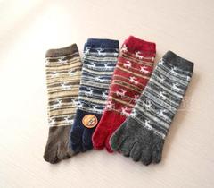 外贸五指袜女日本五趾袜短筒护脚吸汗圣诞运动袜秋冬保暖羊毛袜子