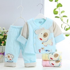婴儿棉服套装新生儿冬季棉衣厚0-3个月宝宝保暖内衣6夹棉12秋冬款