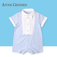 美国AnneGeddes男宝宝夏季小绅士连体衣满月纯棉新生婴儿衣服哈衣