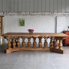 百林檀 老榆木餐桌创意12人欧式餐桌时尚大桌子 全实木定做家具
