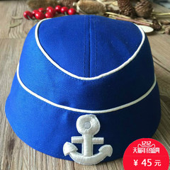 2016春夏季新款海军帽女 cosplay帽子 复古水手帽子纯棉空姐帽子