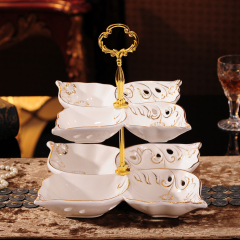 欧式二层果盘创意陶瓷水果盘两双层蛋糕盘子架下午点心茶盘包邮