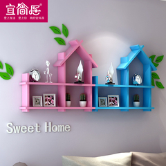 创意格子儿童房连体小房子电视背景墙装饰壁挂架墙上隔板置物架