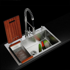 304加厚不锈钢纯手工水槽多功能大水槽单水槽厨房洗菜盆水池