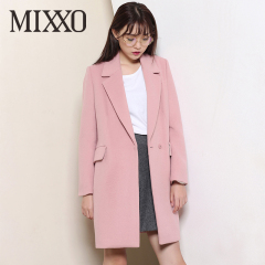 mixxo韩版2016年冬季甜美修身显瘦宽松呢子大衣MIJH64T01G