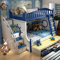 儿童上下铺床高低床母子双层床子母床地中海1.5米男孩多功能组合
