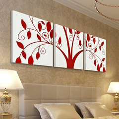 客厅沙发背景墙装饰画三联画客厅现代简约无框画浮雕壁画 发财树