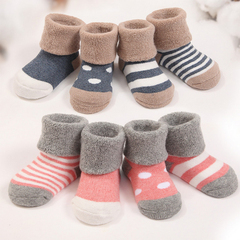 宝宝袜子冬季加厚纯棉袜儿童防滑袜毛圈袜0-1-3岁保暖袜子新生儿