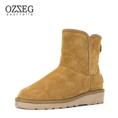 OZZEG雪地靴女澳洲羊皮毛一体圆头中筒冬季加绒棉鞋真皮靴子Z6131