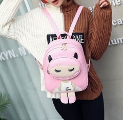 包包2016新款可爱猫咪PU皮女双肩包韩版小清新时尚百搭少女小背包