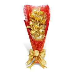 9支型红色金玫瑰花束 浪漫礼物送女友老婆生日创意情人节礼物