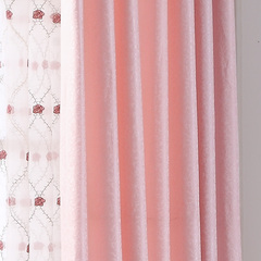 卧室飘窗纯色 简约客厅落地窗定制窗帘窗纱成品遮光布艺窗帘粉色