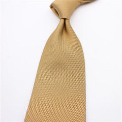 少见亚金色复古宽版男士商务职业西装配件土黄色银行年会真丝领带