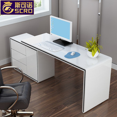 斯可诺台式电脑桌 家用办公桌现代转角书桌书柜书架组合书房家具