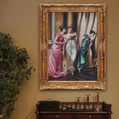 欧式古典宫廷人物名画女士演出幕后手绘油画别墅会所卧室装饰挂画