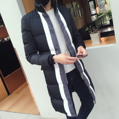 2016年冬季男士韩版加厚中长款棉衣青少年个性修身羽绒棉服男潮