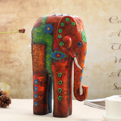 壁虎小屋 树脂大象摆件东南亚家居饰品 彩色大象工艺品婚庆礼品