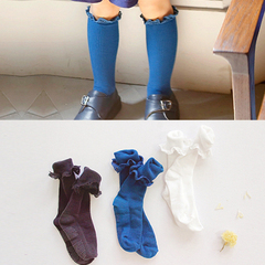 韩国韩版童装女童袜子儿童中筒袜2015秋季新款蕾丝时尚百搭公主款