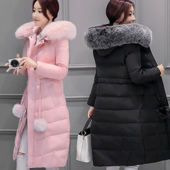 反季羽绒服女中长款韩国加厚大毛领大码过膝韩版修身显瘦冬装外套