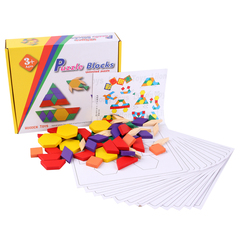 创意七巧板拼图世界板几何积木儿童木质益智玩具125片带题目