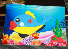 zh小号入门级儿童EVA贴画3D立体贴画贴纸DIY手工制作：海底小鱼