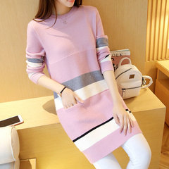 紫檀秋冬季新款韩版针织打底衫中长款修身时尚气质毛衣女套头长袖