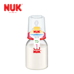 NUK标准口径110ml清色PP奶瓶(带1号0-6个月中圆孔硅胶奶嘴)新生儿