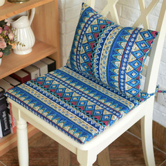 蓝色棉麻条纹风情椅垫 餐椅垫 坐垫 加厚 海绵垫可拆洗 可订做