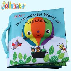 Jollybaby婴儿玩具0-1岁热气球捉迷藏立体早教益智布书带响纸玩具