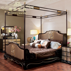 新中式 布艺床 双人床 2米 结婚床 大户型 老人床 实木 主卧床