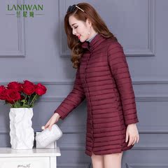 2016冬季女装新款 韩版修身立领气质轻薄保暖中长款棉衣棉服女
