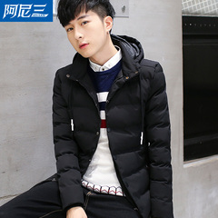 男士冬季外套棉衣韩版青少年棉袄中长款修身加厚衣服中学生棉服潮