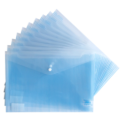 得力办公用品5630 文件袋 A4透明档案袋 资料袋 条纹蓝色
