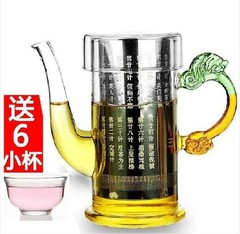 耐高温加厚玻璃红茶茶具龙把长嘴壶不锈钢过滤双耳杯红茶壶加厚