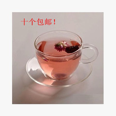 花草茶杯 咖啡杯 耐热玻璃品茶杯品茗杯 功夫茶具配件带把小水杯