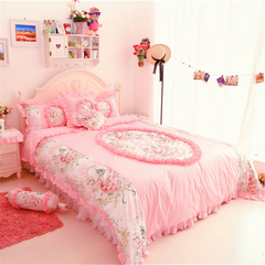 床上四件套韩式公主风纯棉蕾丝花边床裙式1.5m1.8米床配多件套
