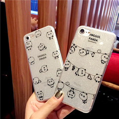 闪粉可爱熊猫iphone6手机壳苹果7手机套plus外壳6s保护套硅胶壳
