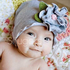 韩国代购女童宝宝婴儿帽子保暖帽纯棉胎帽保暖套头帽头花头饰灰色
