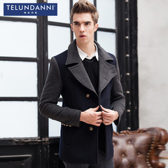 特伦丹尼男士中长款风衣男外套青年韩版修身含羊毛呢子大衣英伦潮
