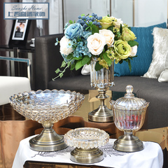 高档水晶玻璃果盘果罐花瓶茶几餐桌装饰四件套欧式美式家居装饰品