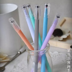 优优●韩国文具清新果冻中性笔 糖果色水笔签字笔纯色三角笔杆