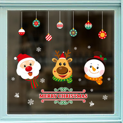 商场店铺橱窗户玻璃装饰贴画墙贴纸圣诞雪花圣诞老人麋鹿雪人贴纸