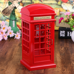 木质红色电话亭音乐盒八音盒创意浪漫圣诞节礼物生日送男朋友女生