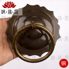 中式仿古纯铜门环配件房门柜门拉手明清古典铜配件花朵门环把手