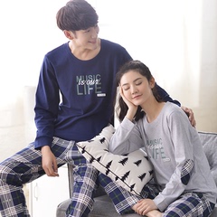 韩版春秋季情侣装睡衣男女士长袖可爱纯棉质可外穿休闲家居服套装