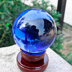 现代蓝色透明水晶球客厅办公室创意生日礼物美屋家居工艺品小摆件