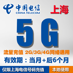 上海电信流量充值卡5G本地当月不清零流量包 天翼3G/4G/2G加油包