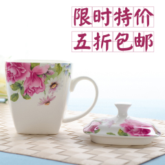 【天天特价】带盖陶瓷马克杯创意骨瓷水杯大容量杯子牛奶杯咖啡杯