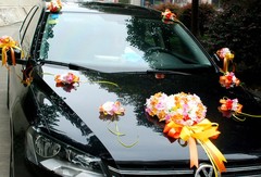 新款花车 婚庆结婚韩式婚车装饰车头花套装 仿真花车布置用品